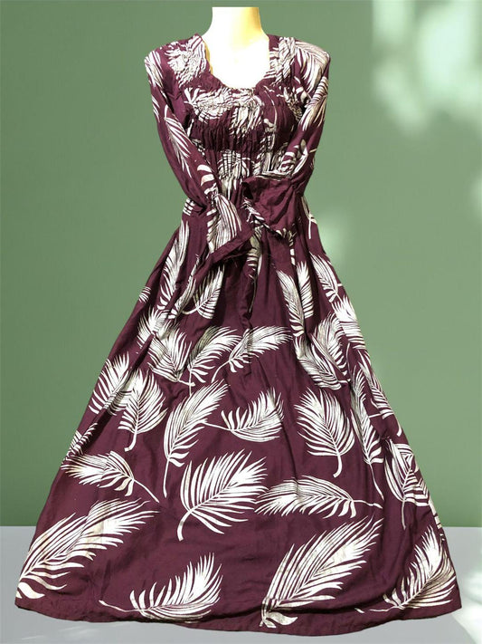 1pc women's stitched linen printed Maxi
